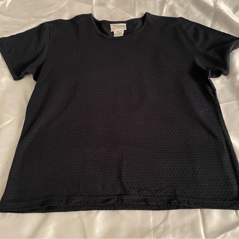 Elegant Navy Blue Textured Women's Tee